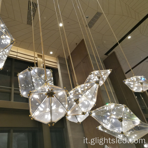 Crystal di vetro a buon mercato moderno decorazione interno decorazione a sospensione lampadario personalizzabile